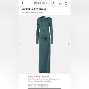 Victoria Beckham Teal Asymmetrical Dress